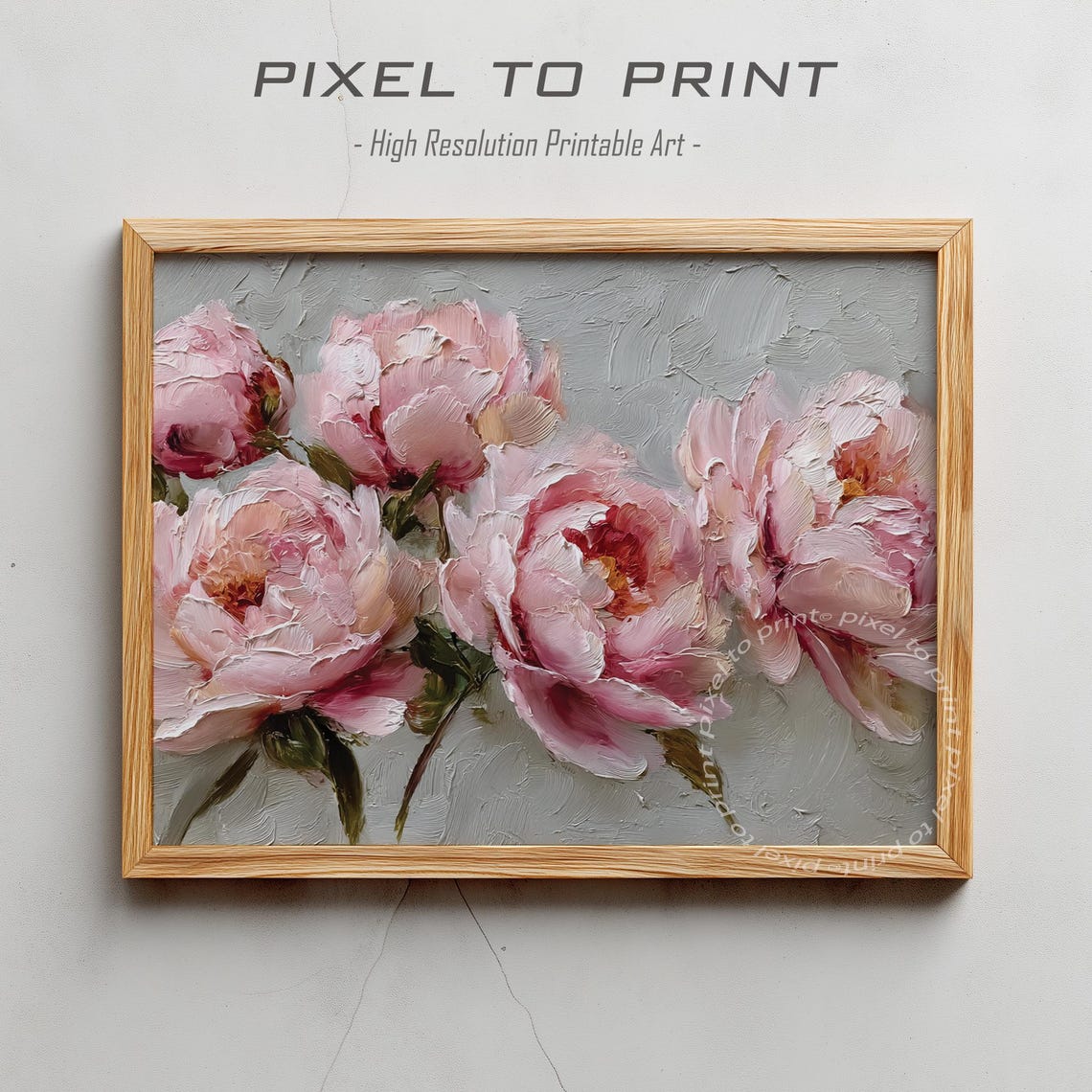 Blush Pink Peony Blooms Impasto Floral Painting Soft Wall Poster