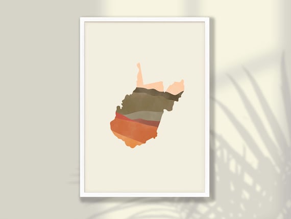 West Virginia Boho Watercolor State Map Layered Desert Tones Poster