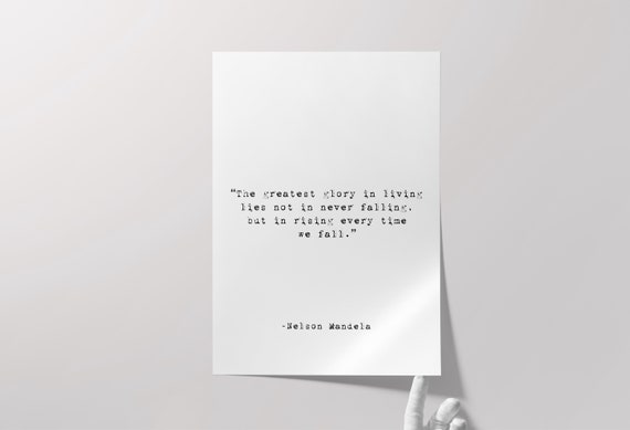 Mandela Quote Poster Wall Art Print Literature Inspirational Motivational