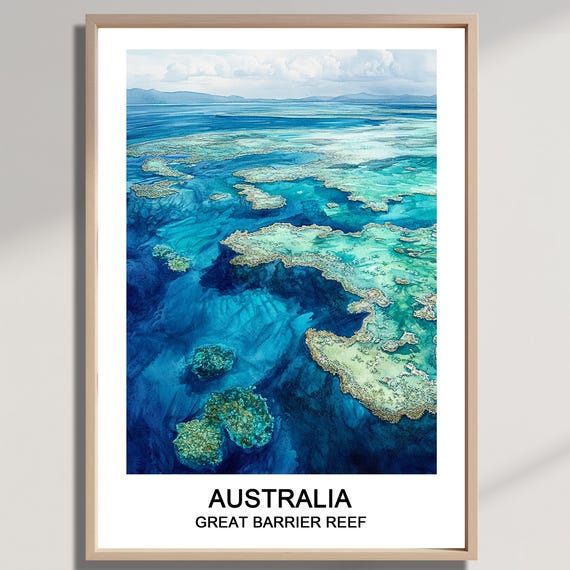 The Great Barrier Reef Australia Vacation Travel Art Poster