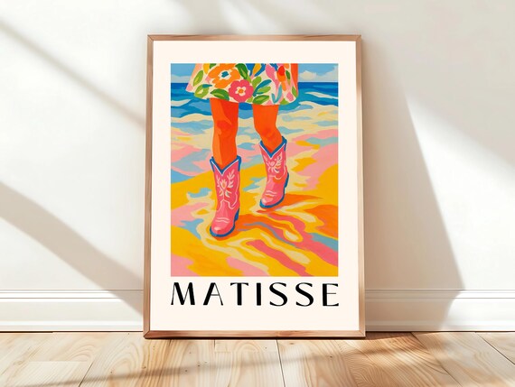 Henri Matisse Pink Cowboy Boots Beach Coastal Cowgirl Art Poster