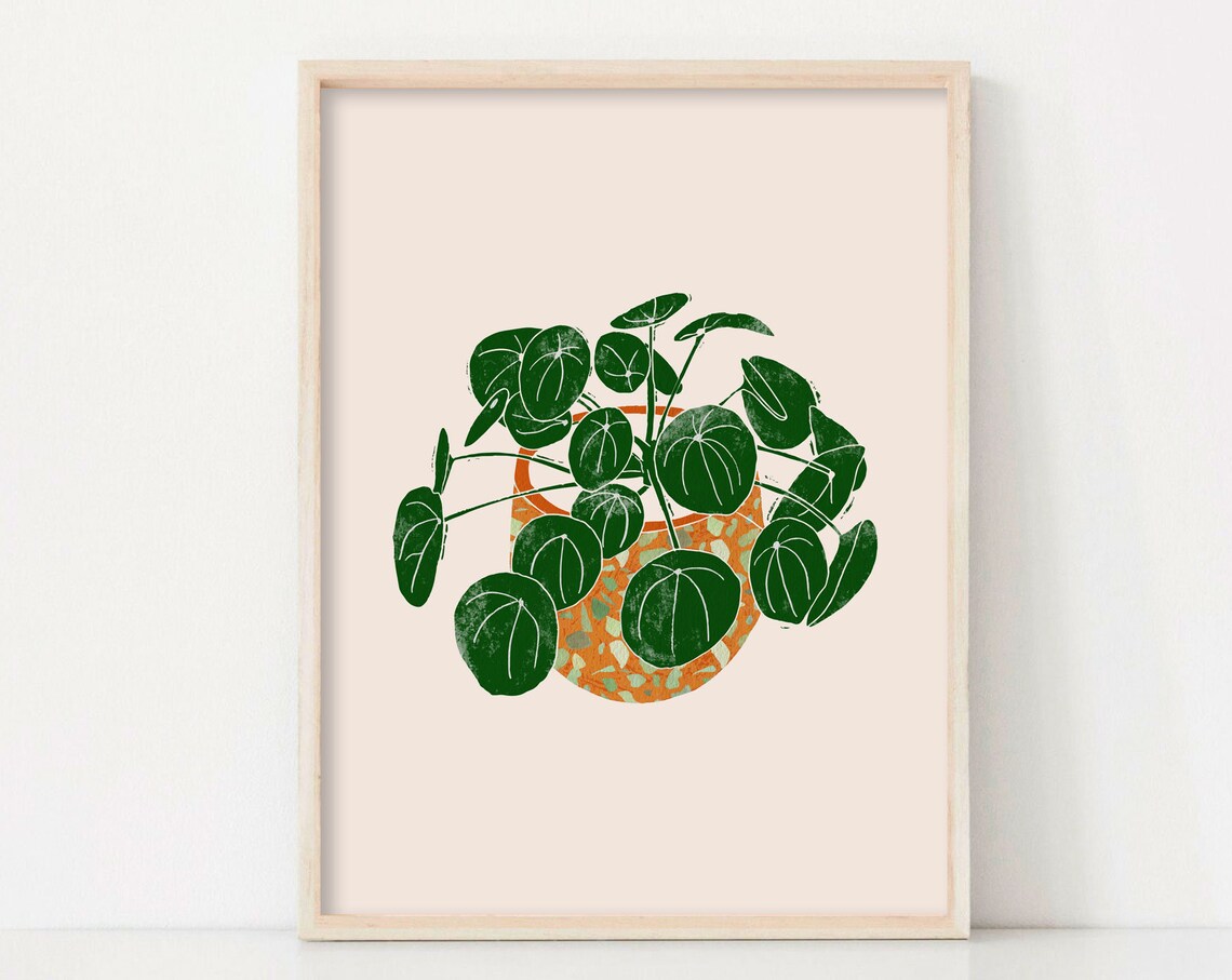House Plant Botanical Art Print, Terrazzo Pot