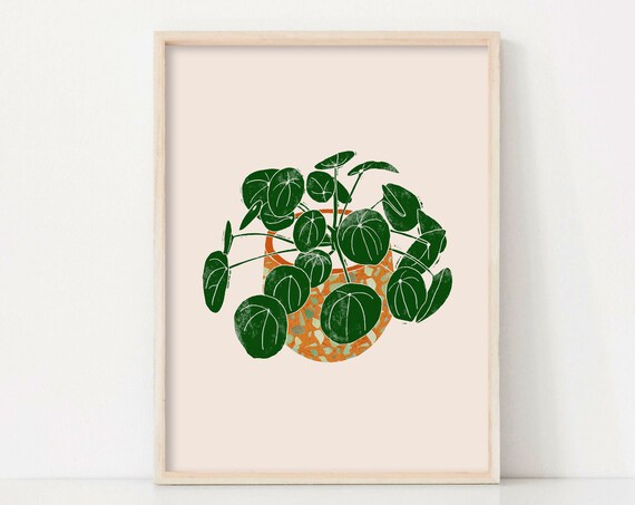 House Plant Botanical Art Print, Terrazzo Pot