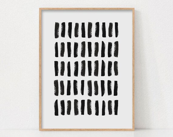 Abstract Brush Strokes Print Wall Art Modern Minimalist Decor Scandinavian Style Home Watercolor