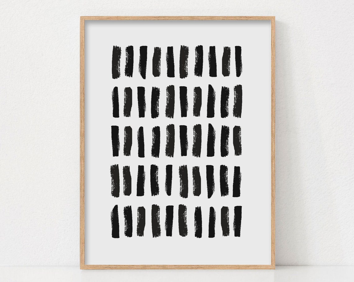 Abstract Black Brush Strokes Minimalist Scandinavian Art Poster