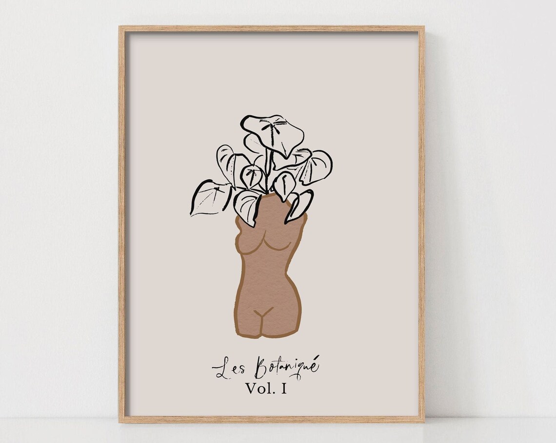 Les Botanique Vol I Female Torso Vase Botanical Abstract Art Print
