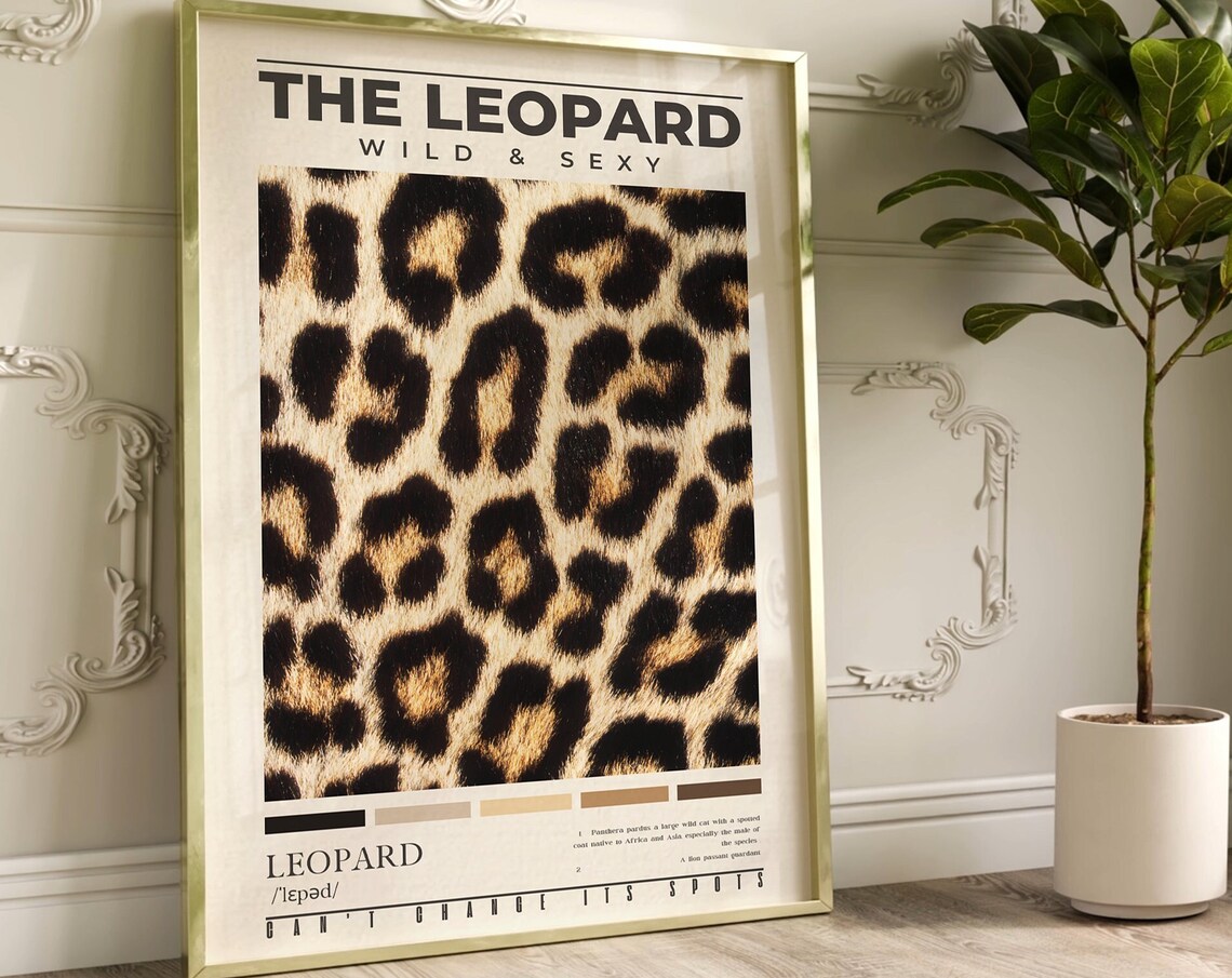 Leopard Pattern Poster, Preppy Bedroom Wall Decor