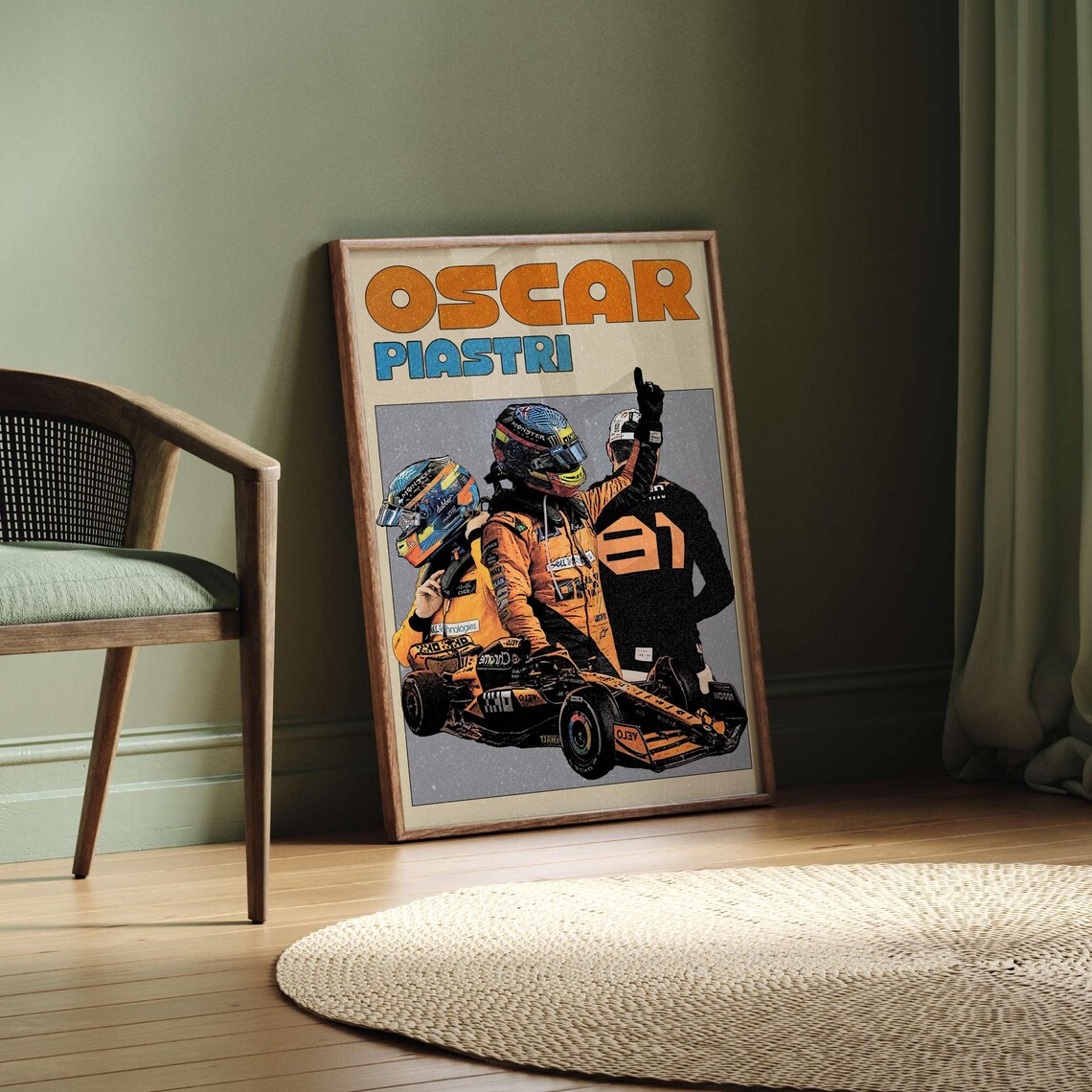 Oscar Piastri Formula 1 Retro Racing Travel Poster - Image 3