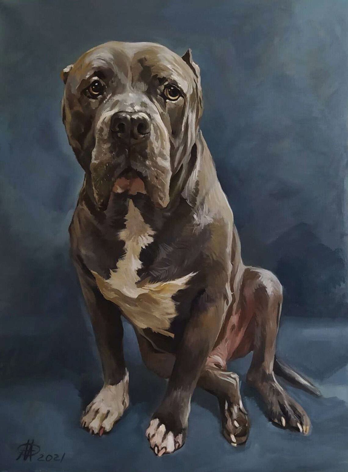 Custom Pet Portraits Dog Portrait Oil Painting - Image 3