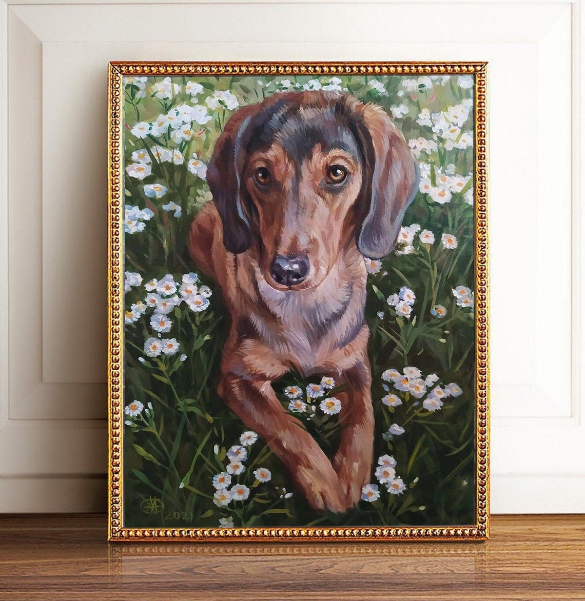 Custom Pet Portraits Dog Painting, Father's Day Gift