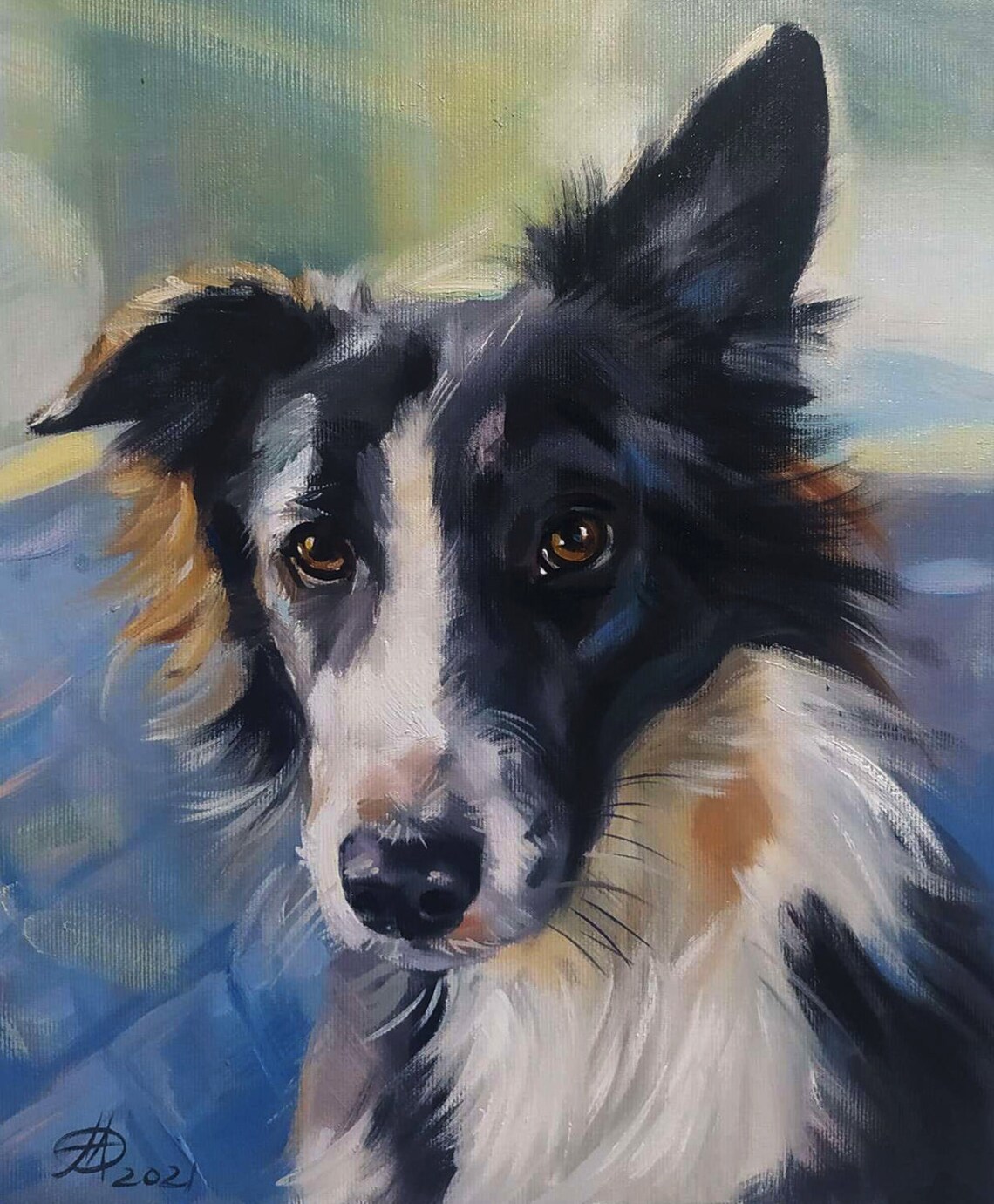 Dog Portrait, Handmade Pet Portrait Art Print - Image 3