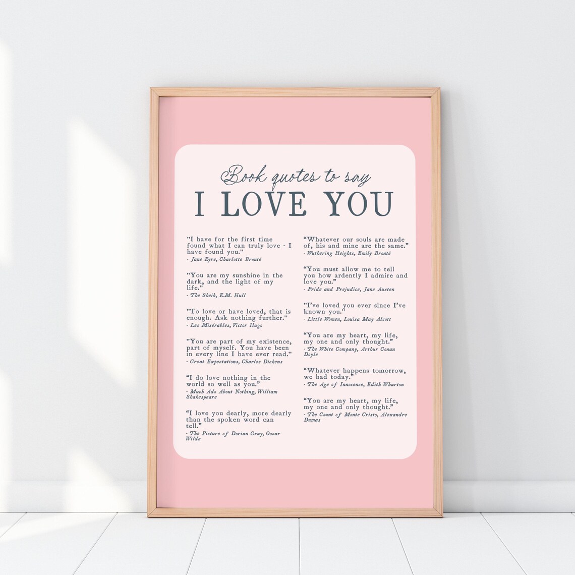 Book Quotes to Say I Love You Classic Literature Romance Poster - Image 4