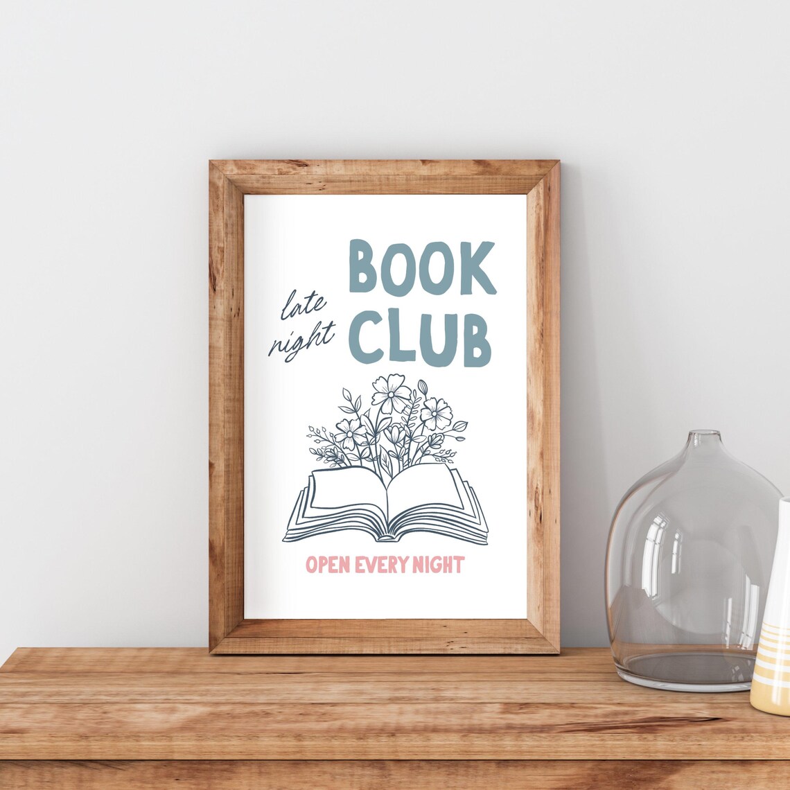 Late Night Book Club Open Every Night Bookish Reading Poster - Image 2