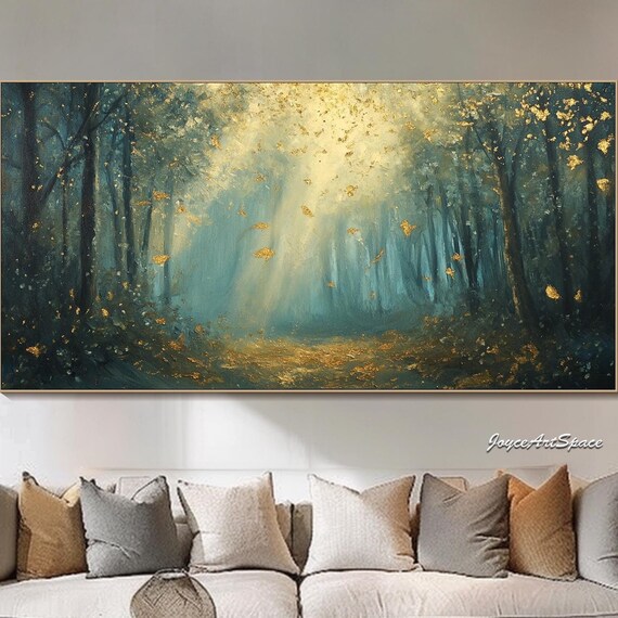Large Wall Art Abstract Green Forest Wall Art Gallery Wall Art Nature Inspired Art Original Painting Large Office Wall Decor