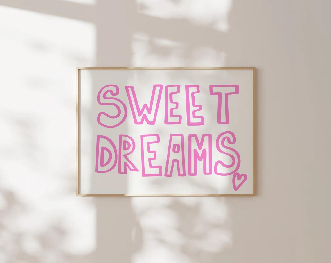 Sweet Dreams Mid-Century Bedroom Art Print