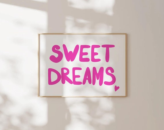 Sweet Dreams Print Above Bed Horizontal Print Dorm Room Prints Teen Girl Bedroom Prints College Apartment Mid Century Aesthetic Prints