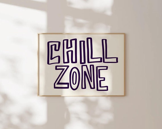 Chill Zone Print Above Bed Horizontal Print Dorm Room Prints Teen Girl Bedroom Prints College Apartment Mid Century Aesthetic Prints