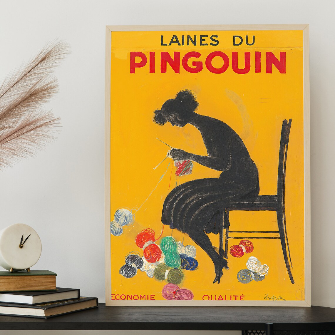 Cappiello Laines Du Pingouin Knitting Woman Vintage French Art Poster - Image 3