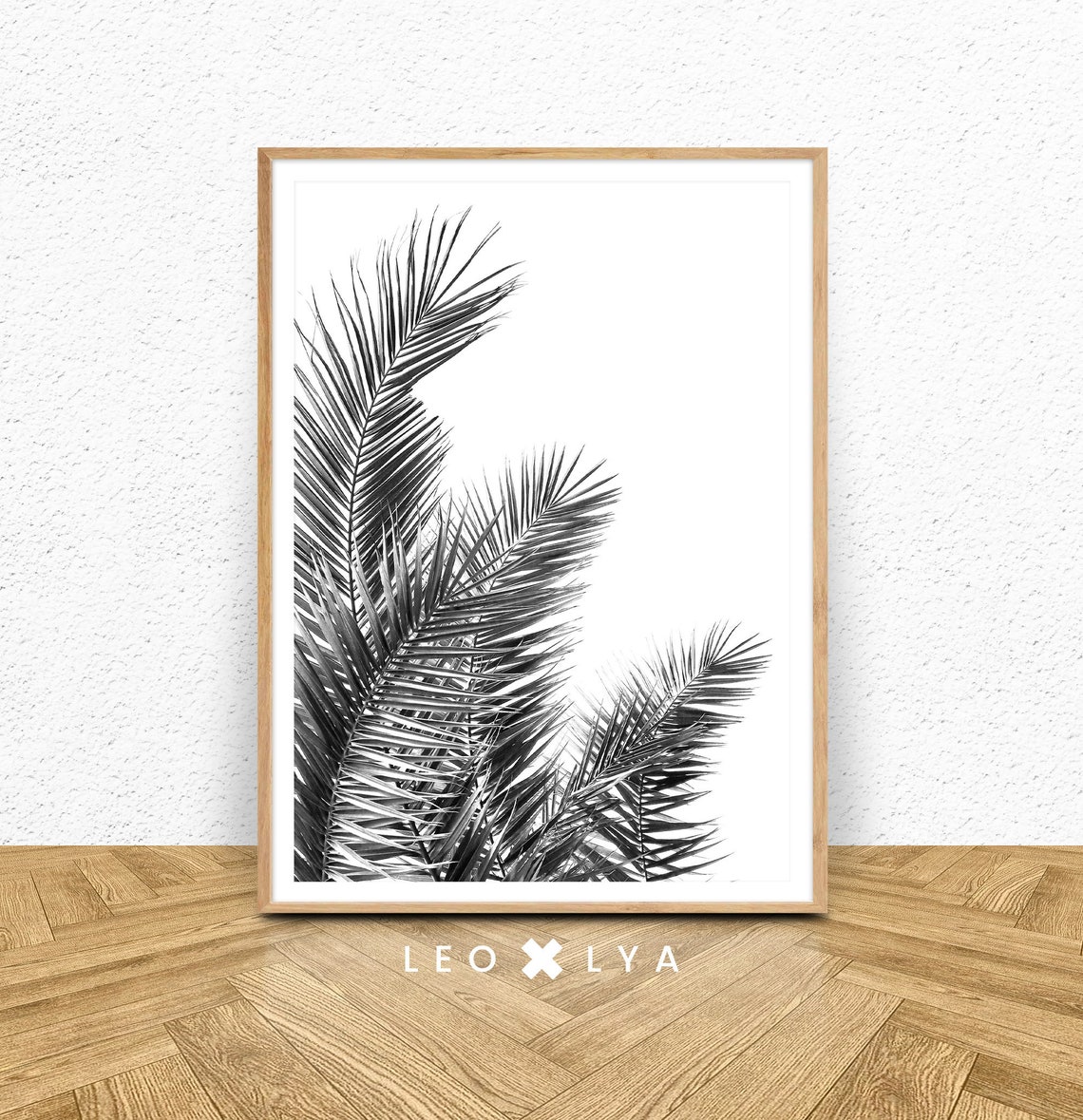 Black And White Palm Leaves Tropical Botanical Minimalist Wall Art