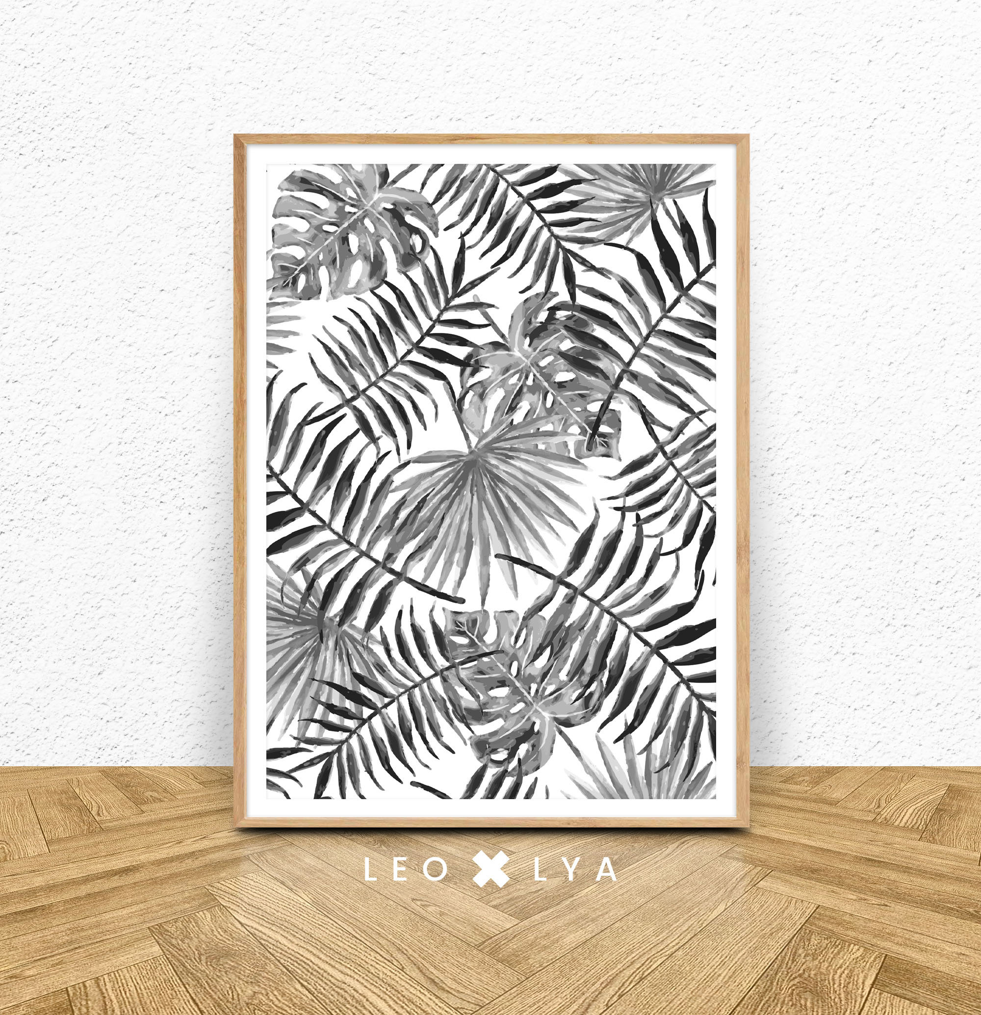 Tropical Leaf Print Leaves Print Botanical Print Plant Prints Tropical Decor Black And White Poster Nature Print Modern Art Print