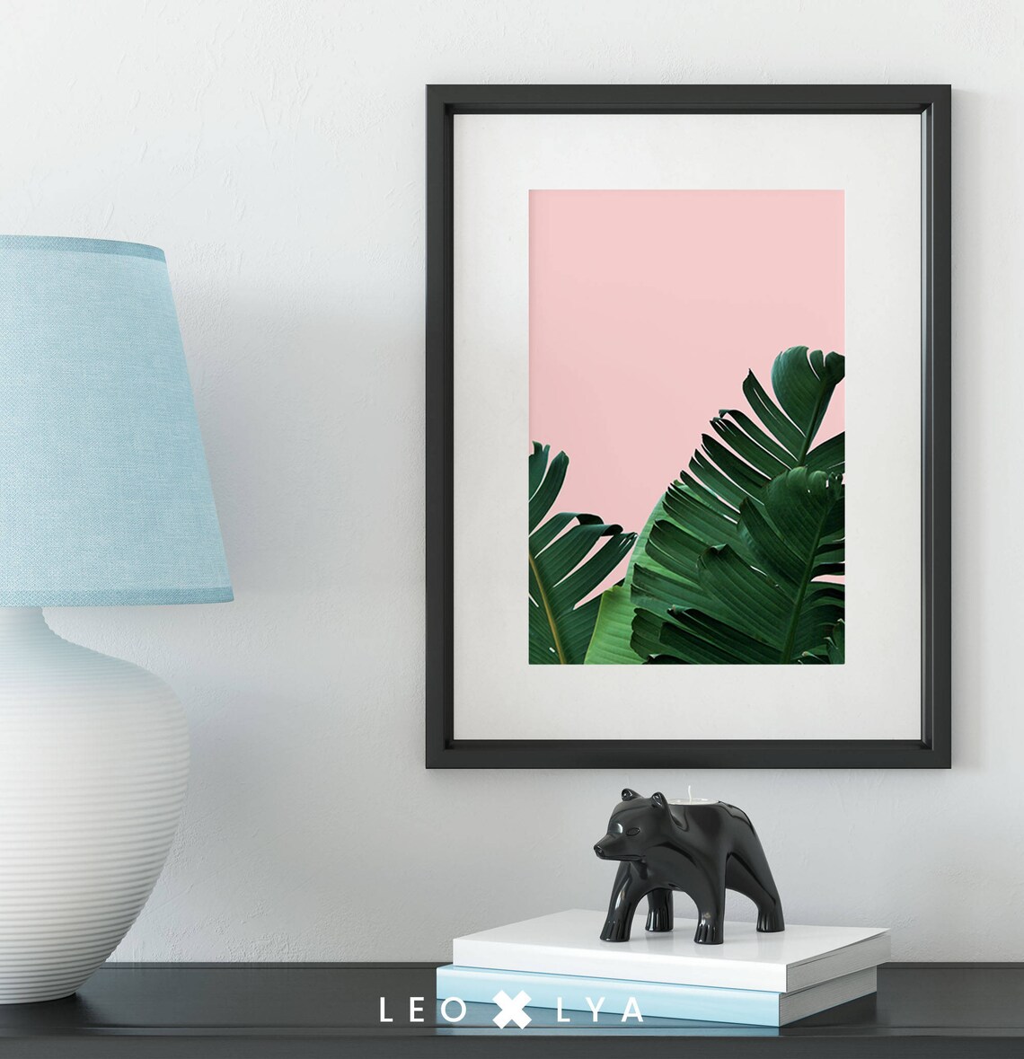 Fern And Pink Banana Leaf Tropical Botanical Photo Pair of 2 Wall Art - Image 4