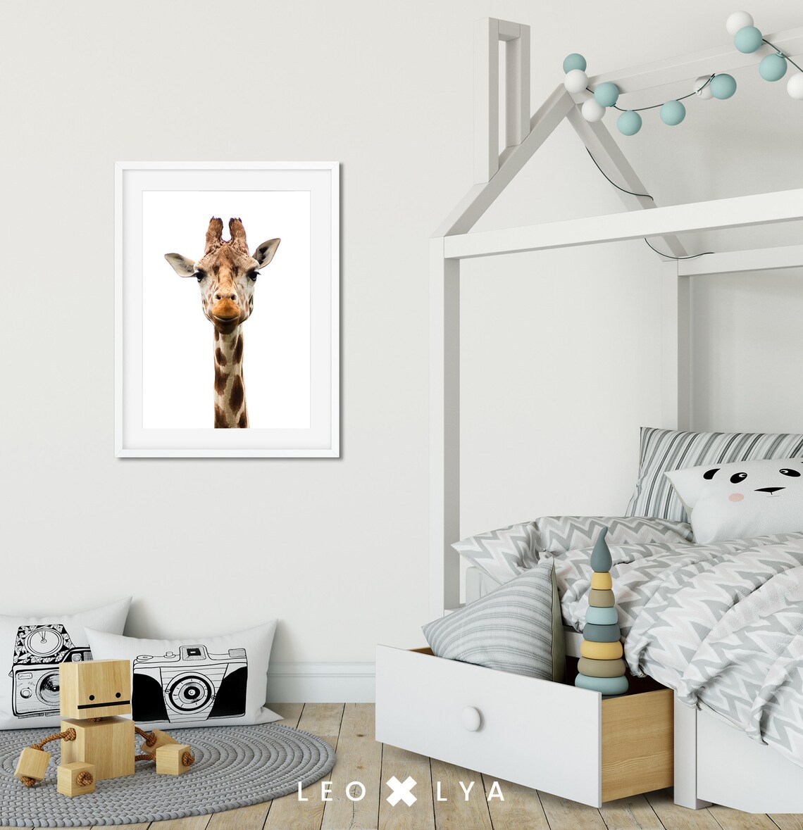 Giraffe Print, Modern Minimalist Nursery Safari Art - Image 7
