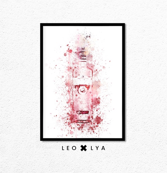 Pink Gin Bottle Print Gin Bottle Splatter Art Famous Gin Bottle Wall Art Spirit Lover Wall Decor Kitchen Wall Art Home Wall Art