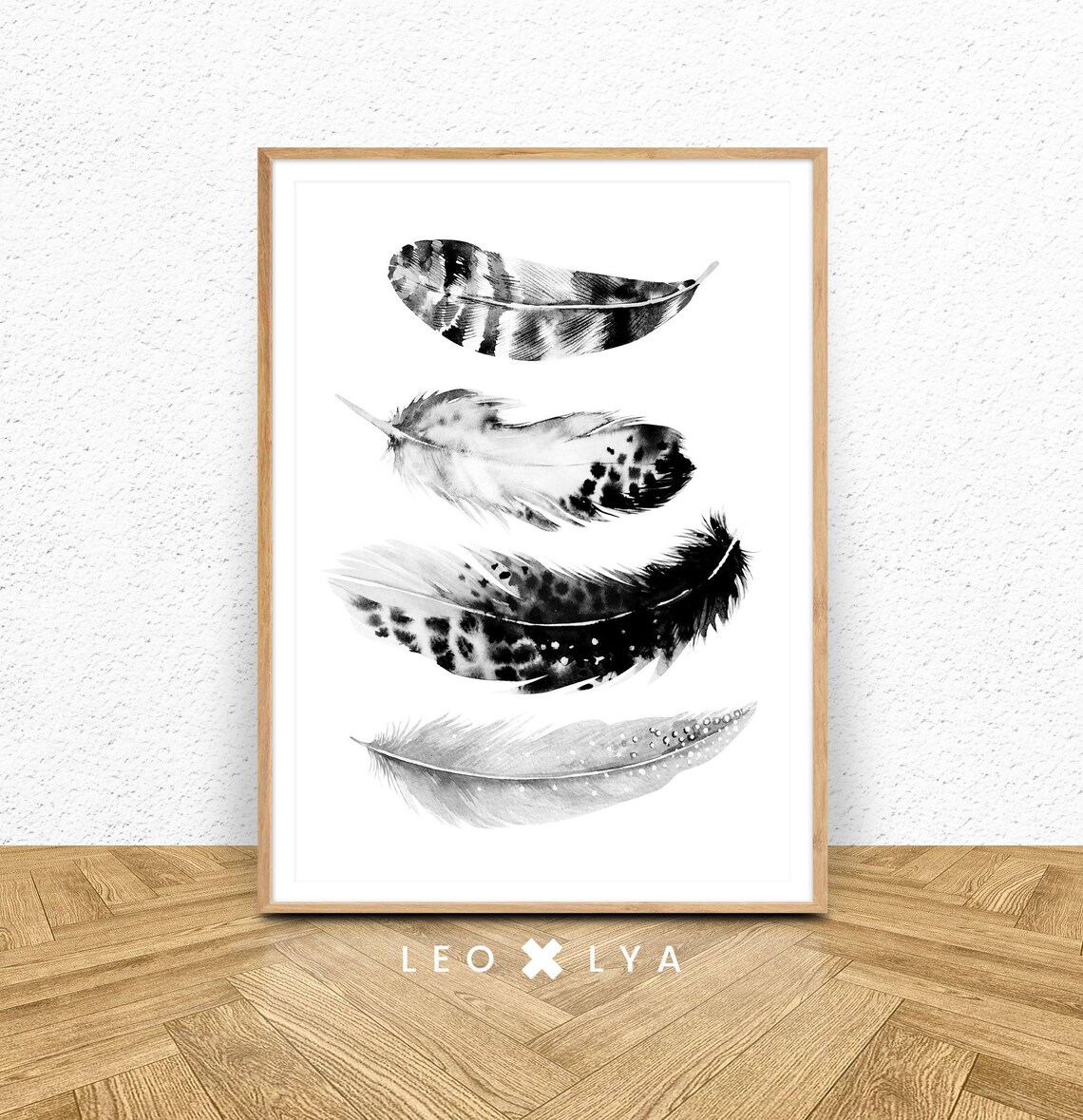 Feather Print, Bohemian Modern Minimal Art Print