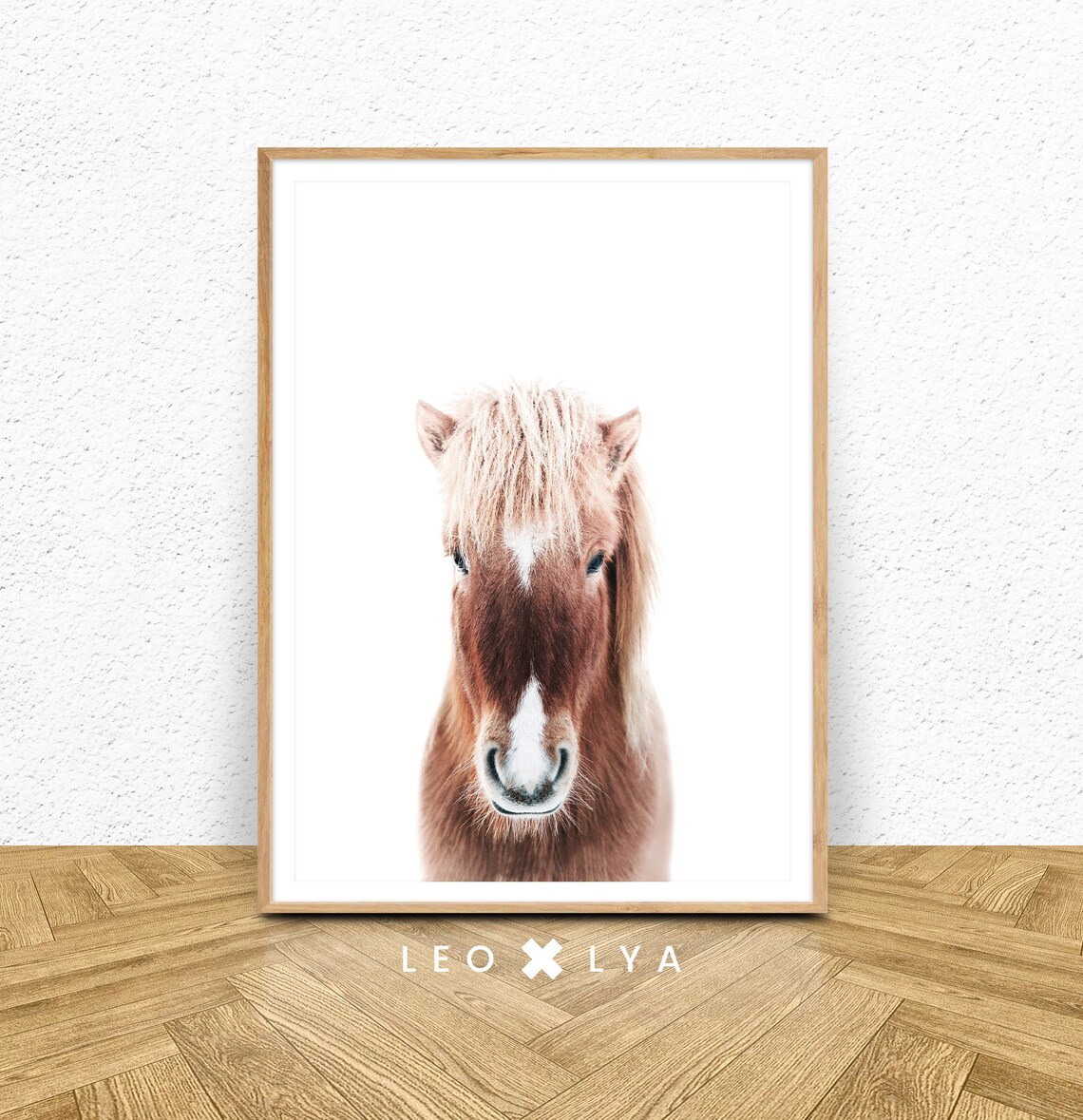 Cute Horse Foal Face Close-Up Minimalist Animal Poster for Kids Rooms