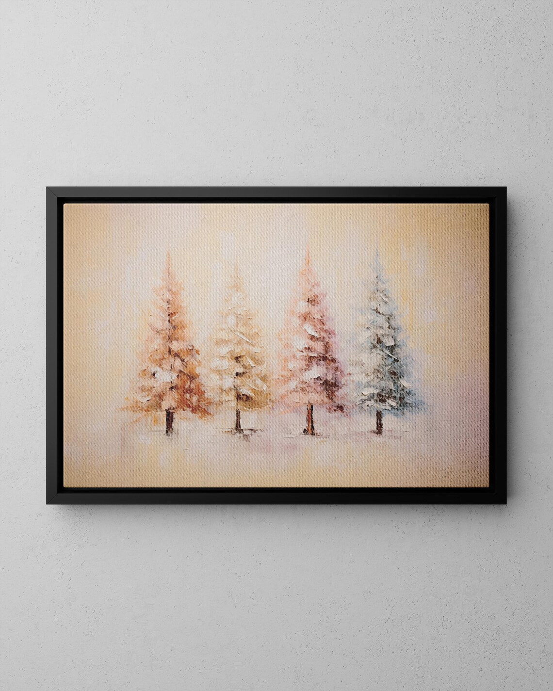 Pastel Snowy Christmas Trees Blush Pink and Cream Winter Forest Poster