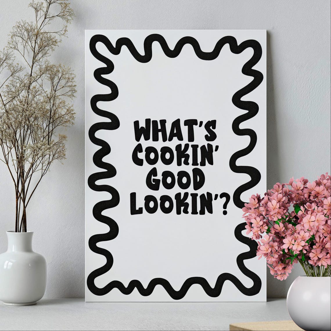 What's Cookin' Good Lookin' Kitchen Typography Quote Wall Art - Image 2