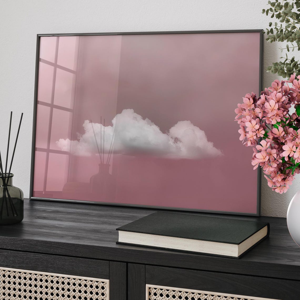 Blush Abstract Cloud Art Print Or Canvas Girly Nursery Room Decor Modernism Wall Bedroom Minimalist Pink Poster