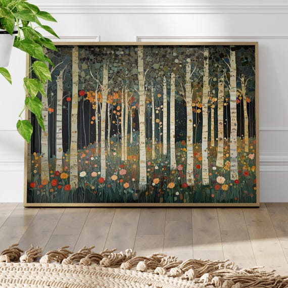 Autumn Forest Wall Art Poster Or Canvas Print Vintage Botanical Rustic Halloween Decor Elegant Fall William Morris Inspired