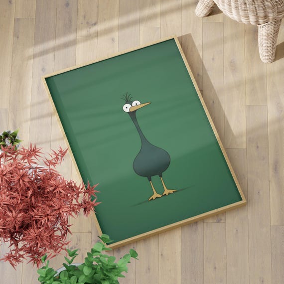 Minimalist Silly Goose Art Print Or Canvas Quirky Duck Wild Funny Kids Bedroom Decoration Gift For Animal Lover Poster