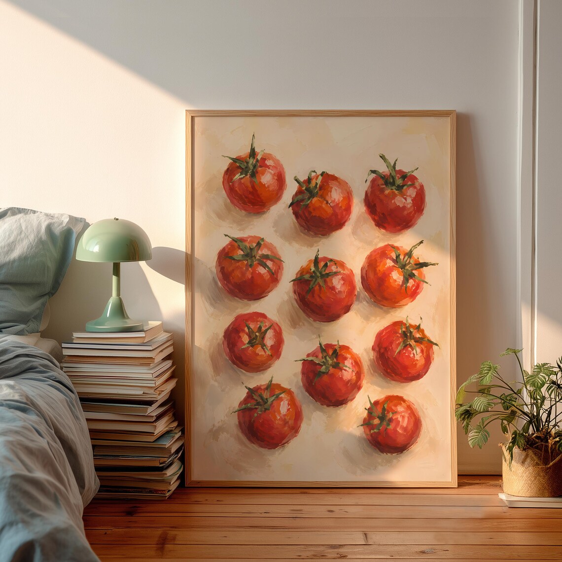 Red Tomatoes Nine Grid Oil Painting Italian Kitchen Vegetable Wall Poster
