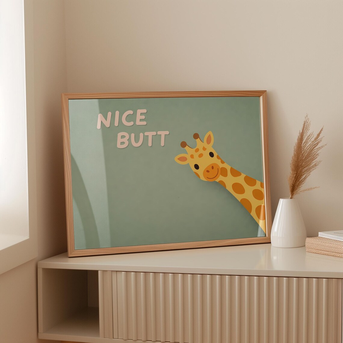 Giraffe Poster, Minimalist Humorous Animal Art