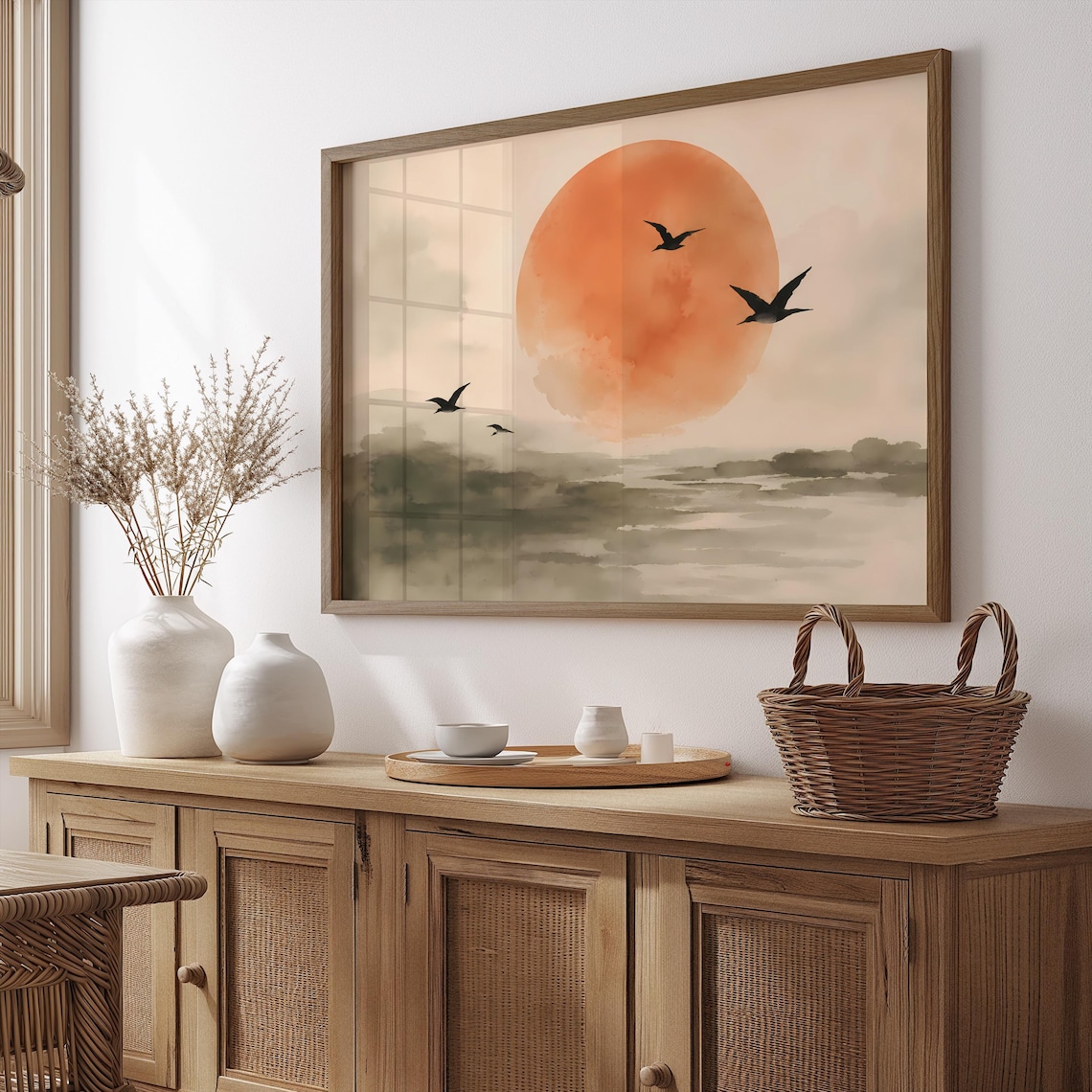 Minimalist Sun And Sea Japandi Poster