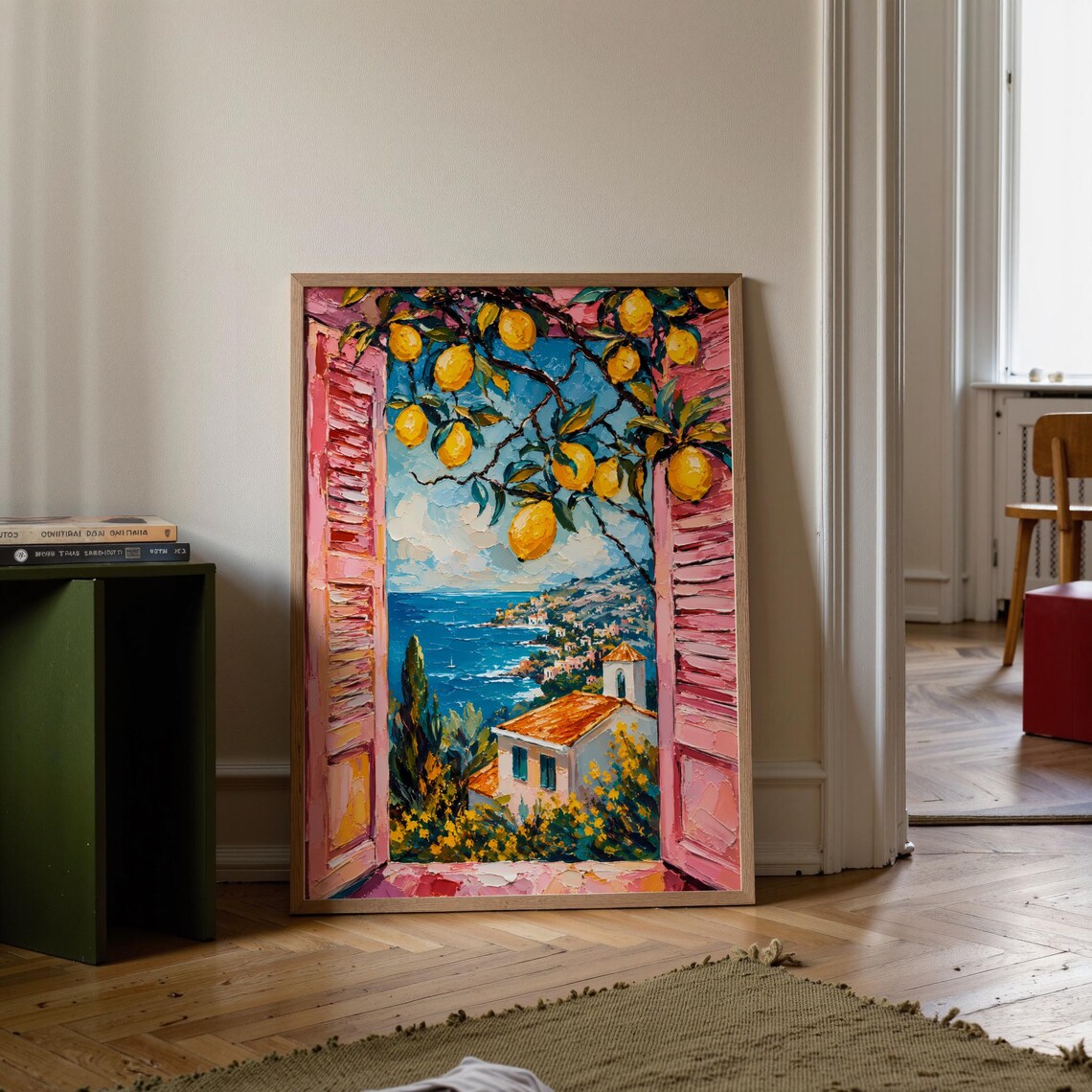 Amalfi Coast Lemon Poster, Mediterranean Window View