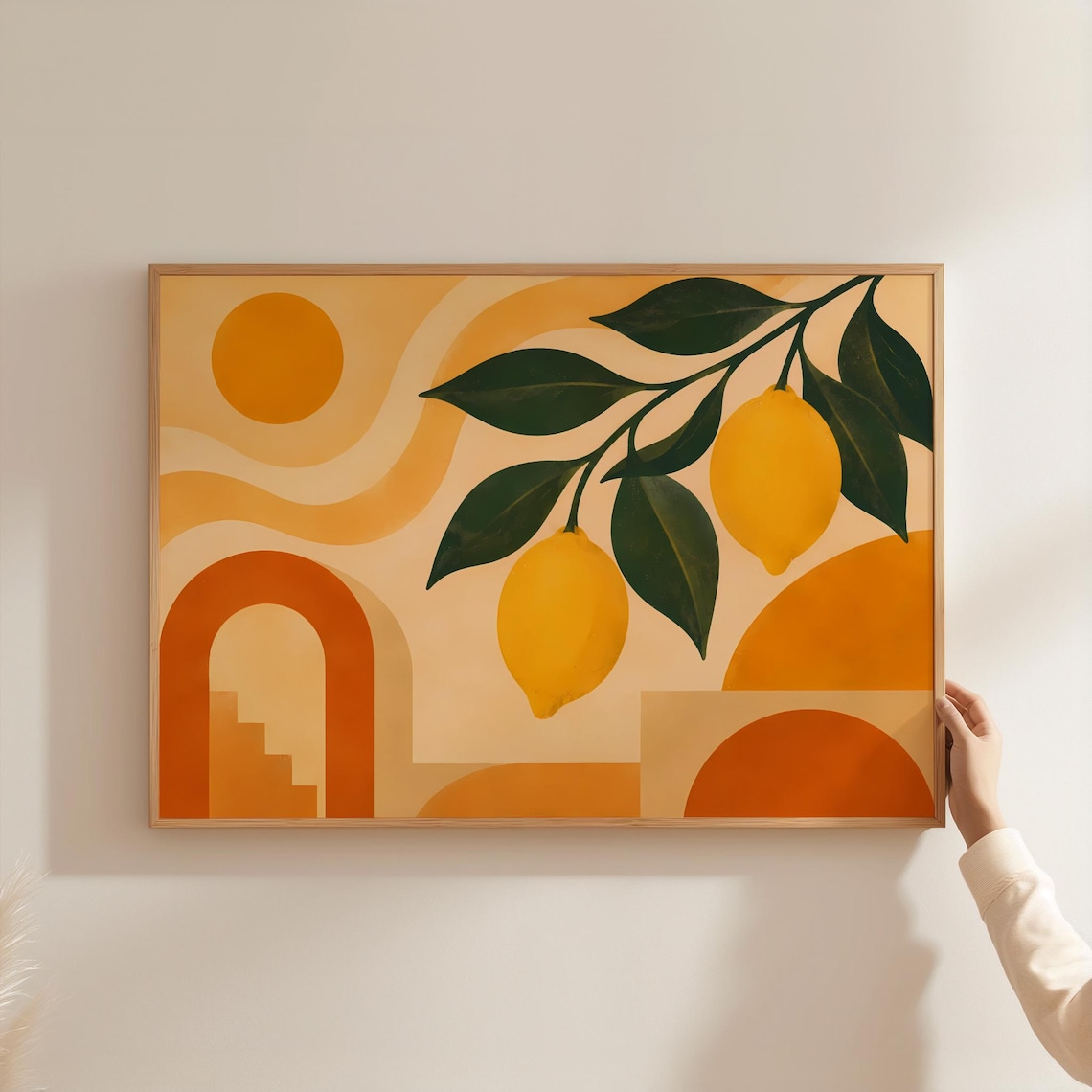 Abstract Lemon Poster, Mediterranean Kitchen Decor