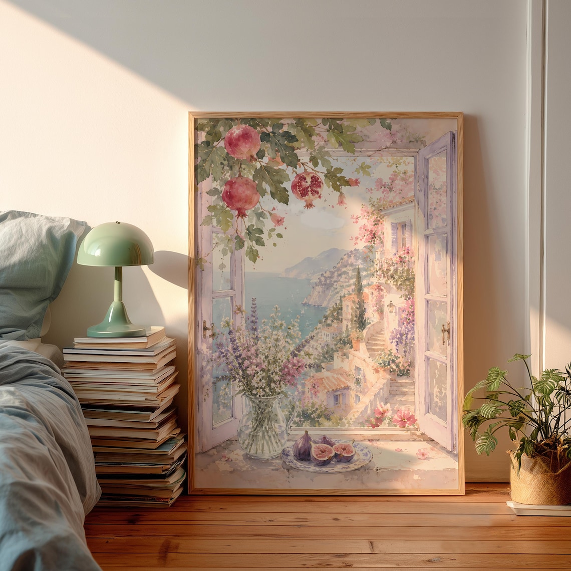 Amalfi Coast Italy Poster, Mediterranean Window View