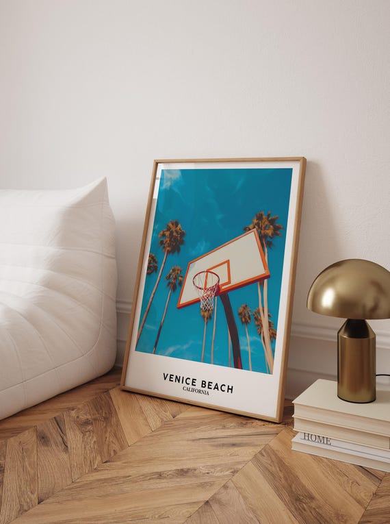 Venice Beach Basketball Court Art Print Coastal Decor