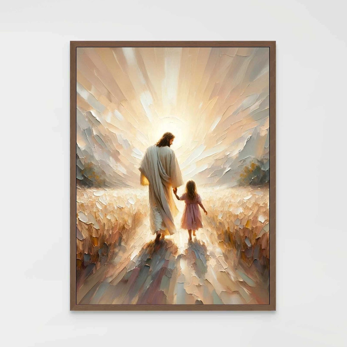 Guided By Him Jesus With Girl Christian Art