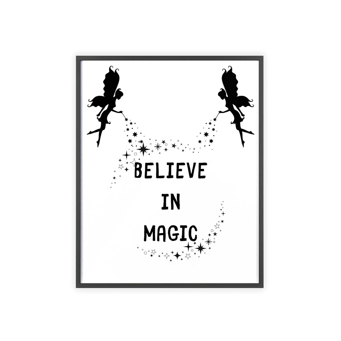 Believe In Magic Fairy Silhouettes With Sparkling Stars Poster Art - Image 3
