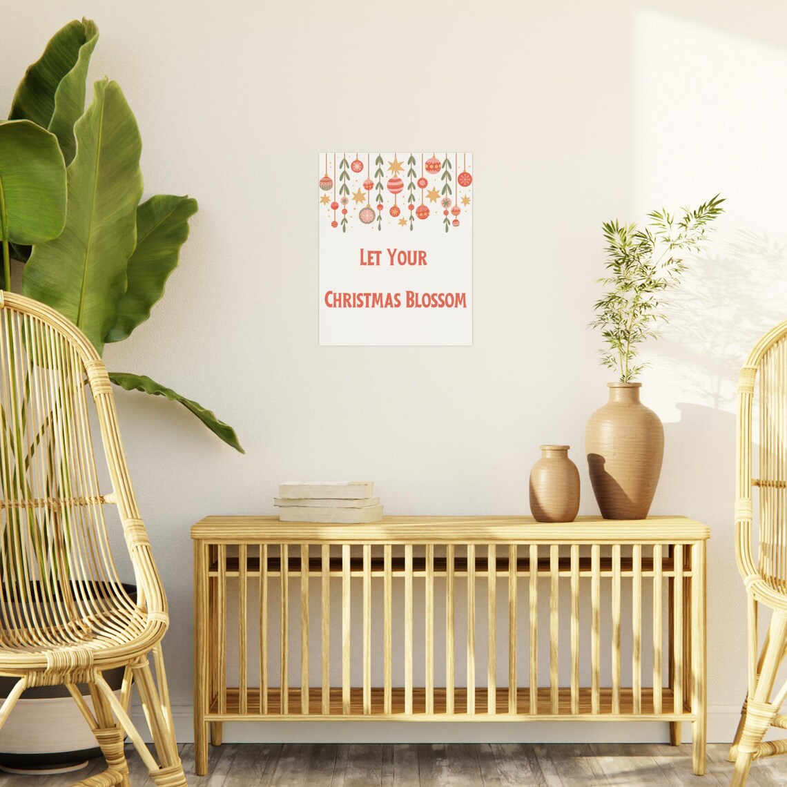 Let Your Christmas Blossom Red Lettering With Hanging Ornaments Poster - Image 3