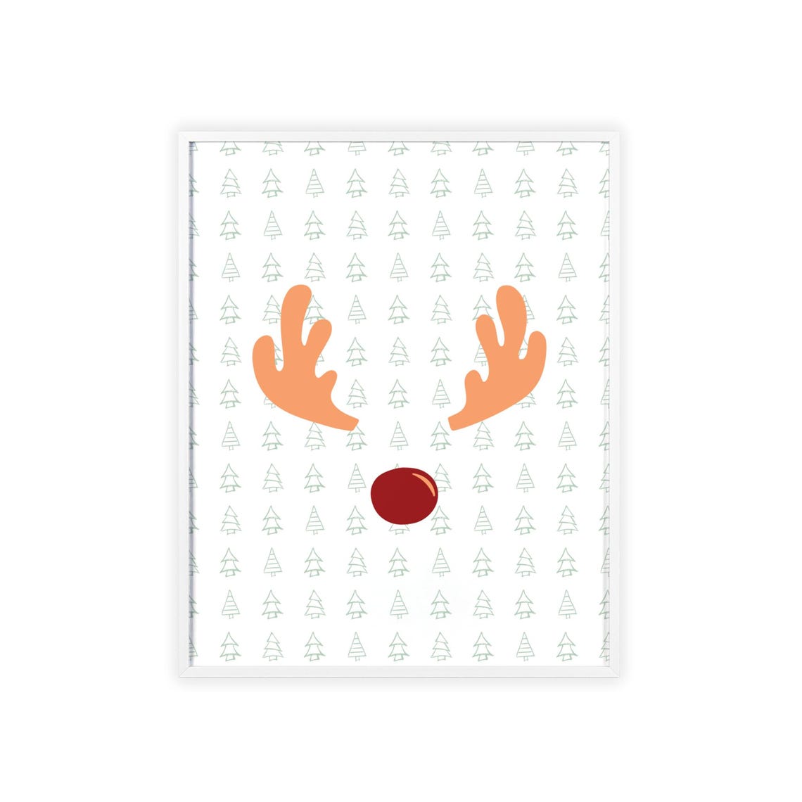 Rudolph Reindeer Face Red Nose Mini Tree Pattern Holiday Poster - Image 3