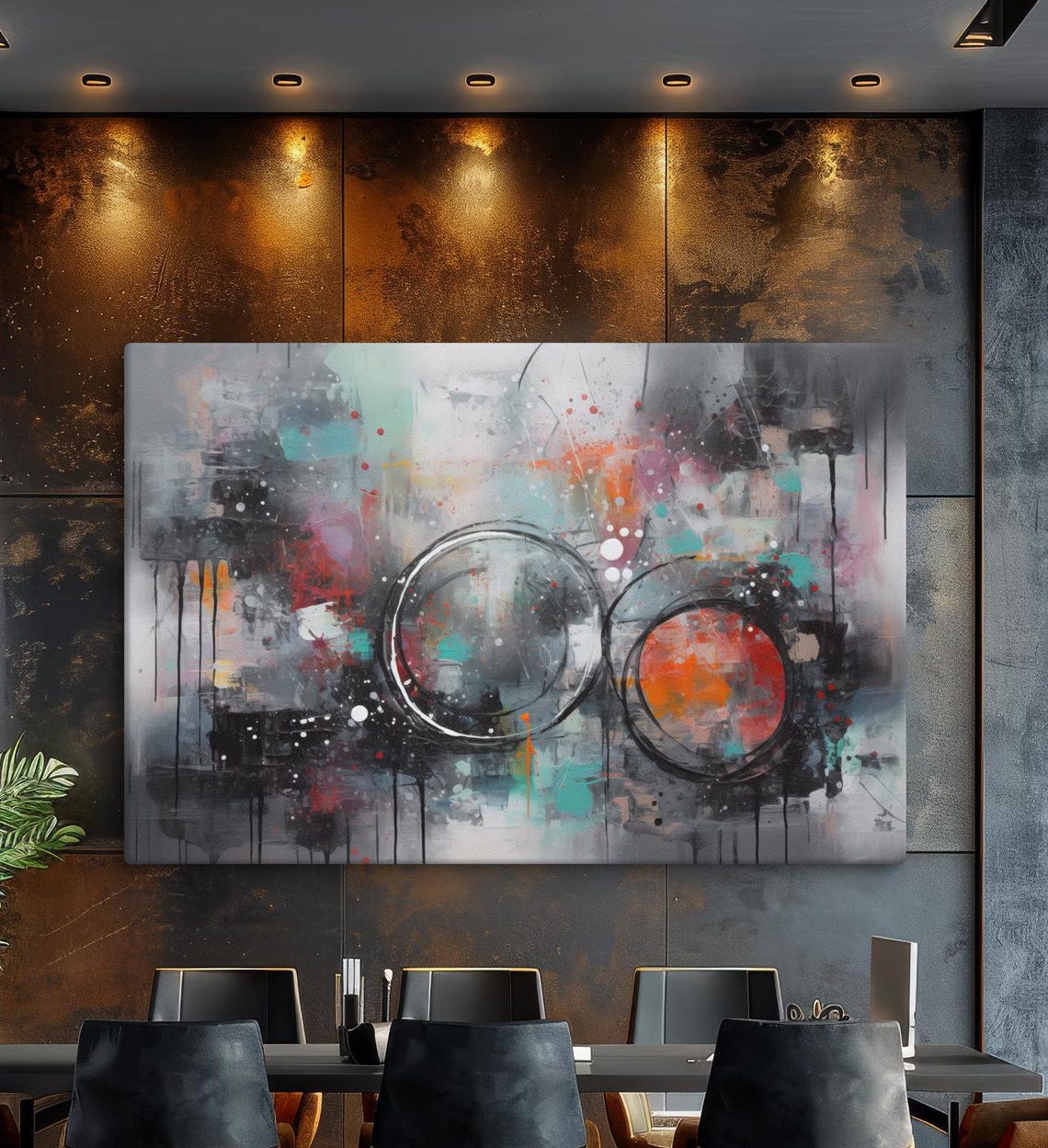 Abstract Graffiti Art Colorful Modern Wall Decor Large Urban Painting Contemporary Geometric Artwork Bold Artistic Gift