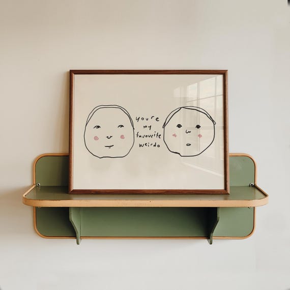 Favourite Weirdo Print Handdrawn Typography Wall Art Trendy Neutral Decor Horizontal