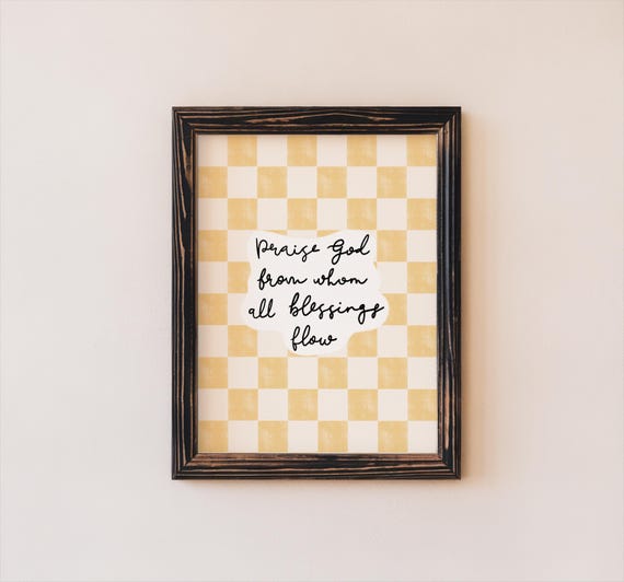 Praise God Checkered Print, Bible Verse Art Print