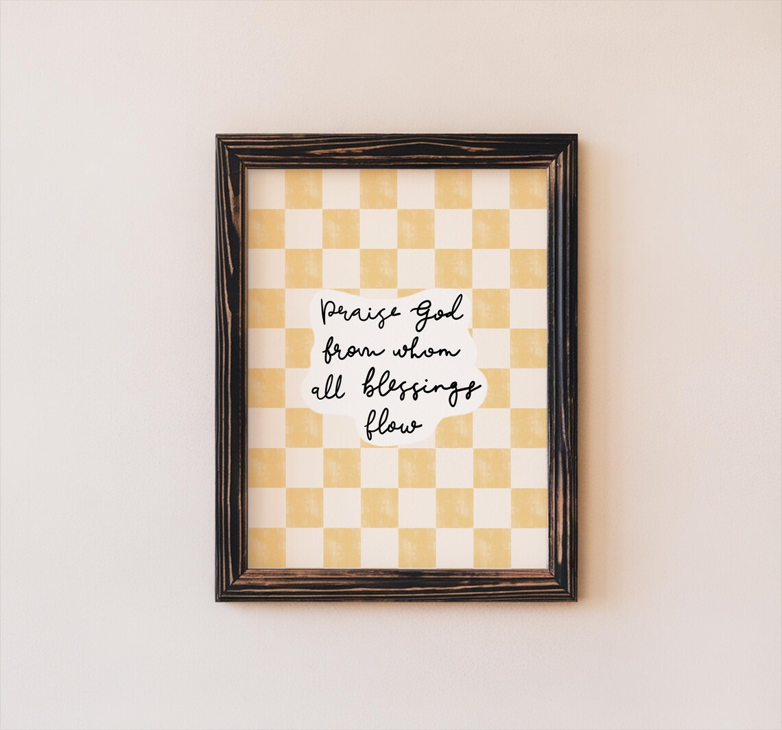 Praise God Checkered Print, Bible Verse Art Print