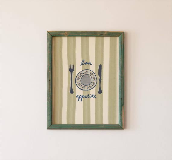 Bon Appetite Dining Room Print Handwritten Typography Vertical
